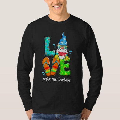 Gnomies Love Counselor Life Summer Vibes Beach Tre T_Shirt