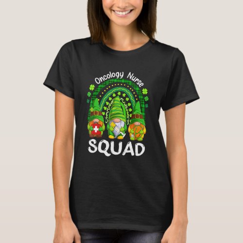 Gnomies Rainbow Oncology Nurse Squad St Patricks D T_Shirt