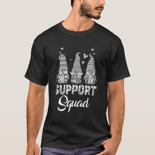 Gnomies Support Squad Grey Ribbon Brain Cancer Awa T_Shirt