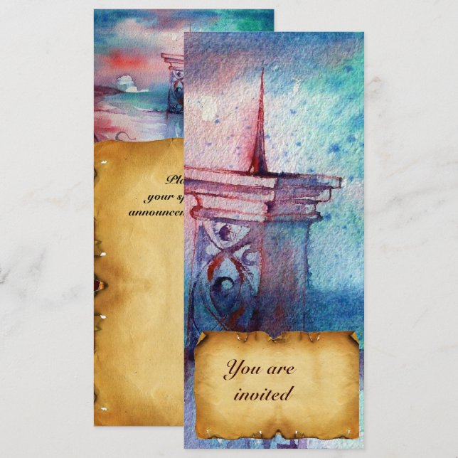 GNOMON  AND LADY OF THE LAKE Brown parchment Invitation (Front/Back)