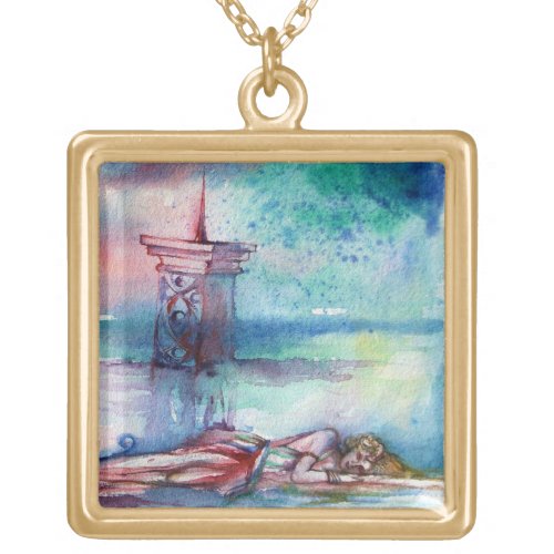 GNOMON AND LADY OF THE LAKE GOLD PLATED NECKLACE