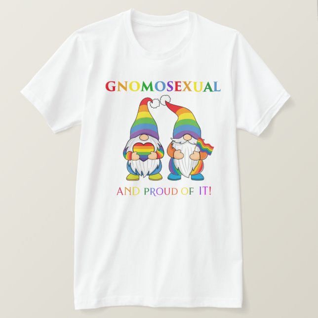 Gnomosexual and Proud of It  Male Couple T-Shirt (Design Front)