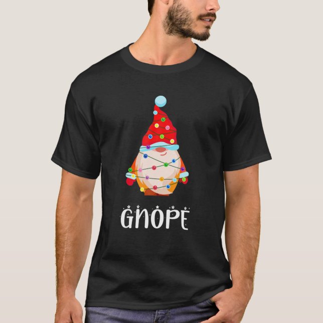 Gnope Gnome Funny Christmas Snow Light Party Pajam T-Shirt (Front)