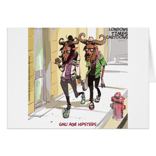 Gnu Age Hipsters Funny Cards (Front Horizontal)