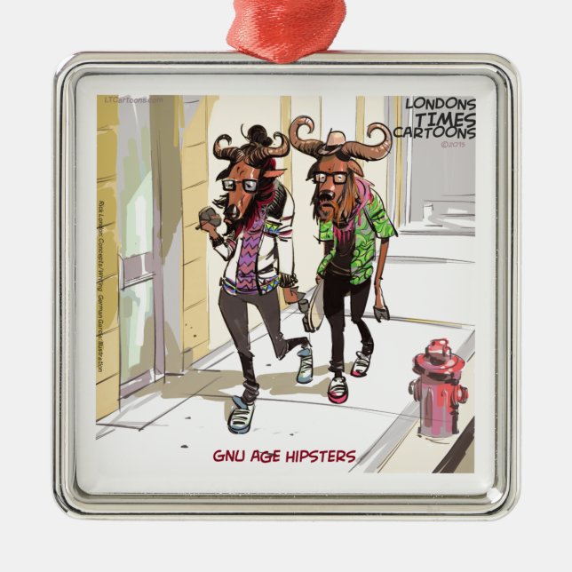 Gnu Age Hipsters Rick London Funny Metal Ornament (Front)