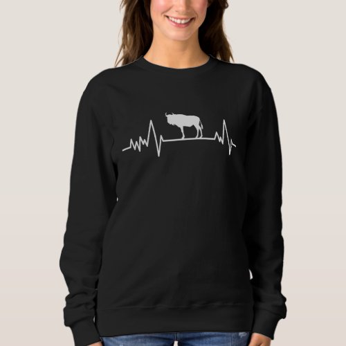 Gnu Heartbeat Zoo Pulse Animal Motif Ecg Animals Sweatshirt
