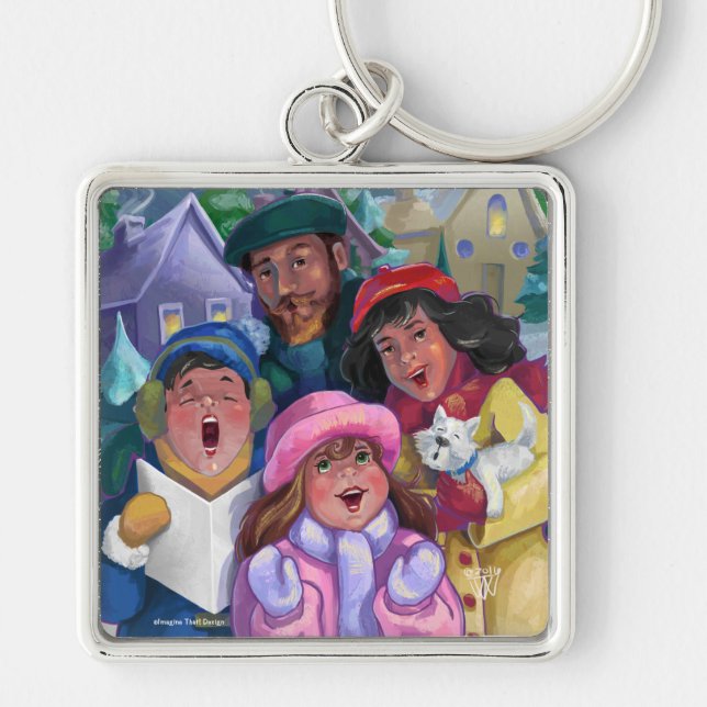 Go a Caroling Illustration Keychain (Front)