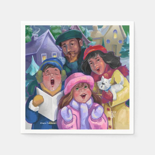 Go a Caroling Illustration Napkins (Front)
