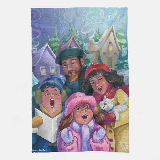 Go a Caroling Illustration Towel (Vertical)