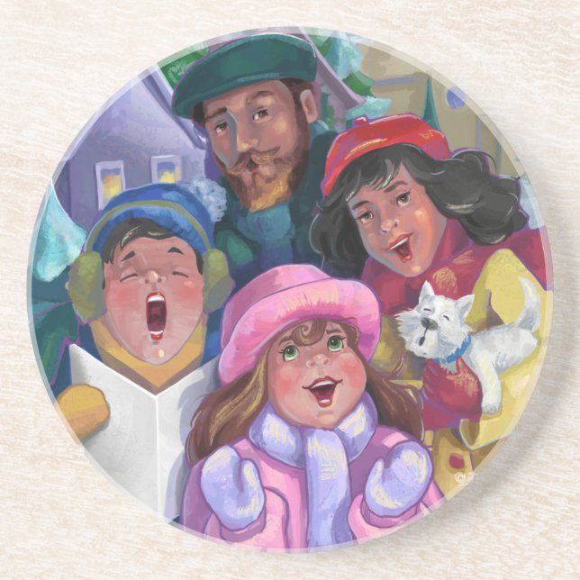 Go a Caroling Sandstone Coaster (Front)