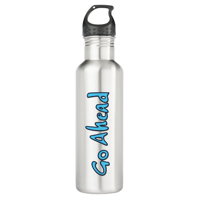 Go Ahead Button Stainless Steel Water Bottle (Front)
