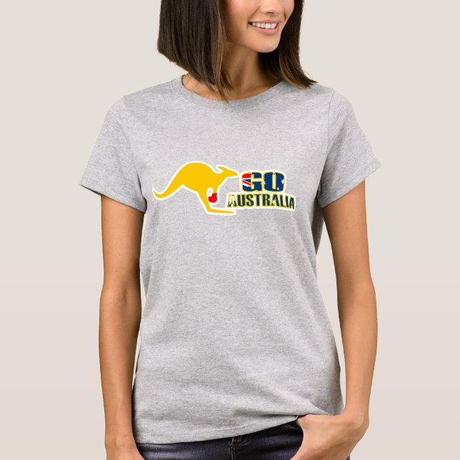 Go Australia boxing kangaroo ladies t-shirt (Front)