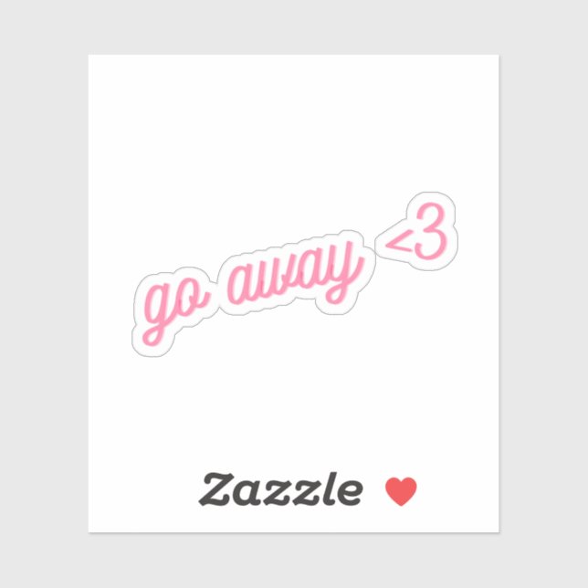 Go Away <3 | Pink Funny Introvert Cursive Heart Sticker (Sheet)