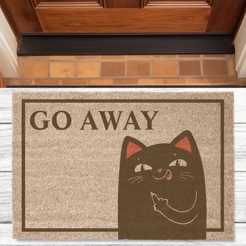 Go Away Cat Middle Finger Funny Fiber Doormat