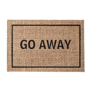 Go Away Custom Funny Rustic Burlap Doormat