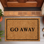 Go Away Custom Introvert Funny Doormat<br><div class="desc">Go Away Custom Introvert Funny Doormat. What a cute way to tell visitors to scram,  leave,  go away,  or no soliciting. Personalize this custom rustic burlap look doormat with your own text. Makes a great housewarming gift.</div>
