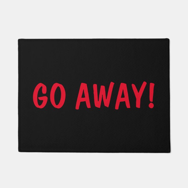 "Go Away!" Doormat Black & Red (Front)