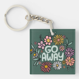 GO AWAY Funny Floral Cute Daisy Hand-Drawn Keychain