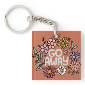 GO AWAY Funny Floral Cute Daisy Hand-Drawn Keychain
