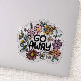 GO AWAY Funny Floral Cute Daisy Hand-Drawn Sticker