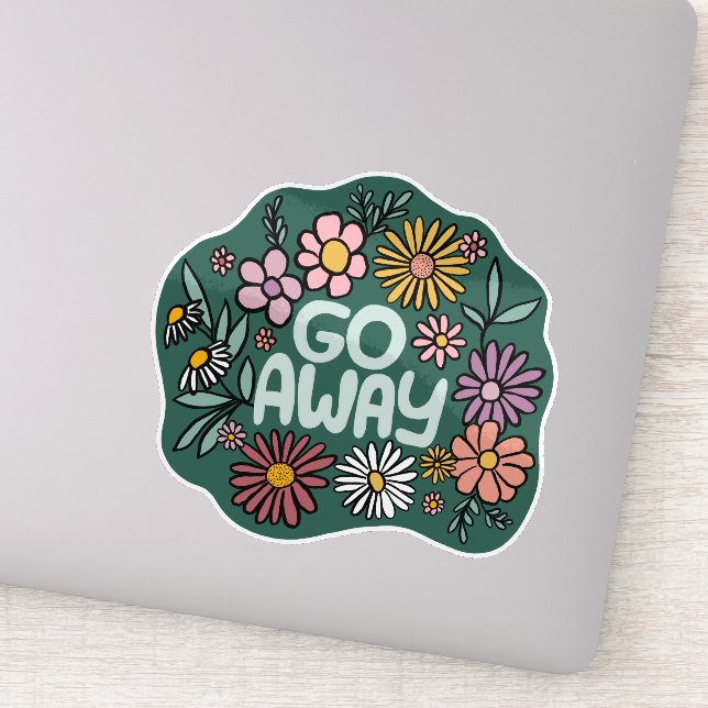 GO AWAY Funny Floral Cute Daisy Hand-Drawn Sticker (Detail)