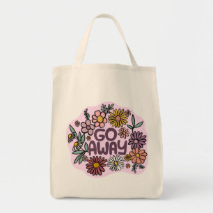 GO AWAY Funny Floral Cute Daisy Hand-Drawn Tote Bag