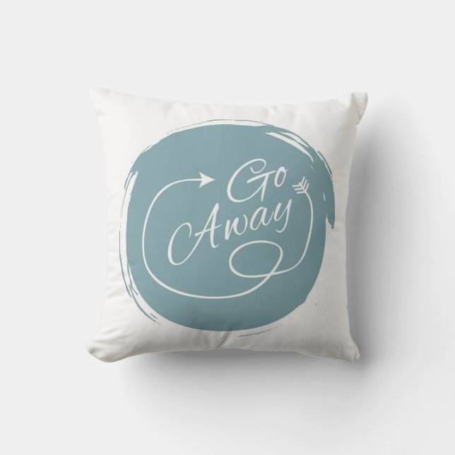 Go Away Funny Typography Modern Arrow Minimalist Throw Pillow (Front)