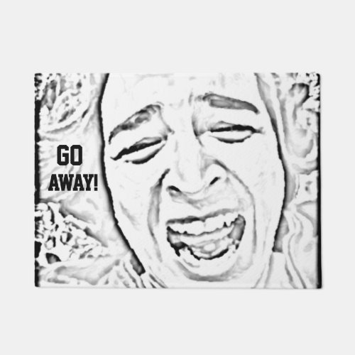 GO AWAY Hilarious Crying Face Doormat