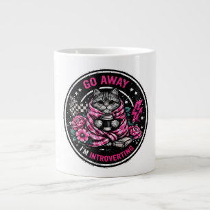 Go Away I’m Introverting Cute Cat Wrapped Giant Coffee Mug