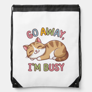 Go away, I'm busy Drawstring Bag