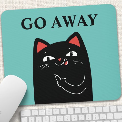 Custom Mousepads 13 Go Away Middle Finger Black Cat Funny Mouse Pad