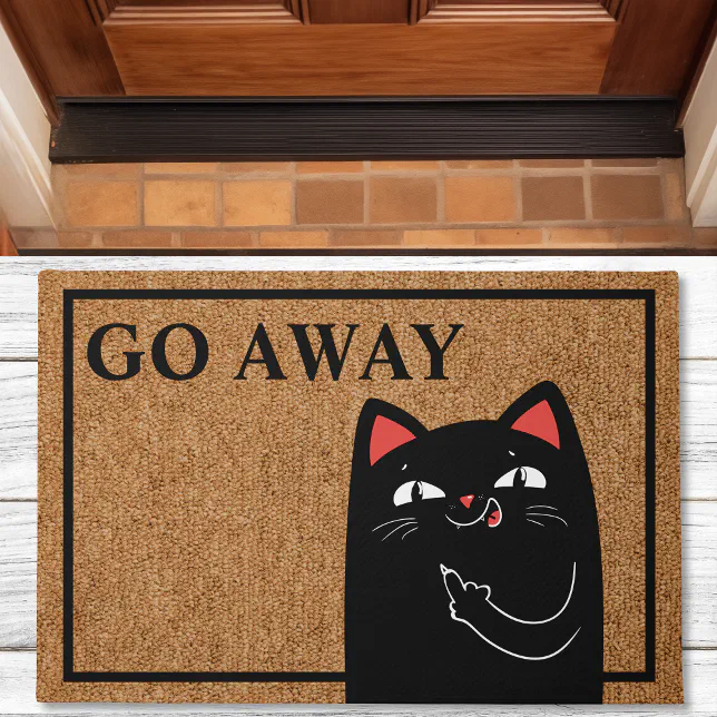 go-away-middle-finger-cat-funny-doormat-zazzle