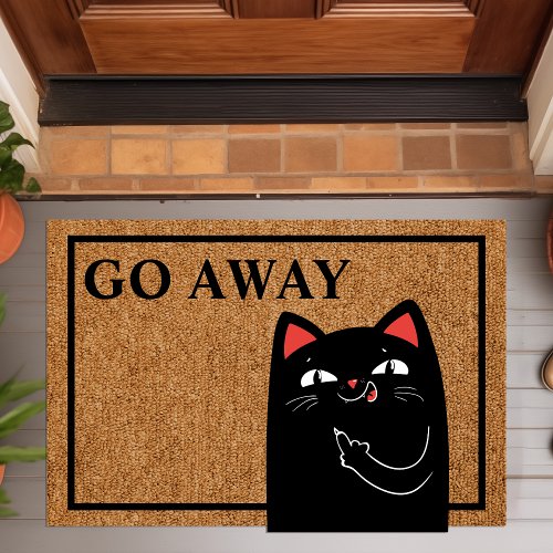 Go Away Middle Finger Cat Funny Doormat