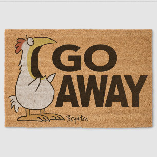 "Go Away" shouty chicken mat by Sandra Boynton