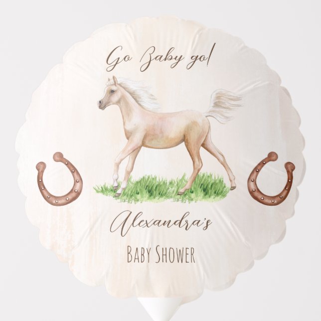 Go baby go horses derby equestrian baby shower balloon (Front)