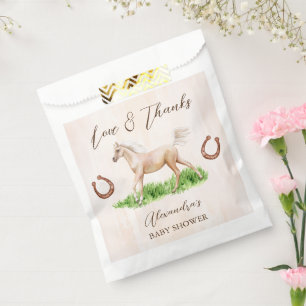 Go baby go running beige horse foal baby shower favor bag