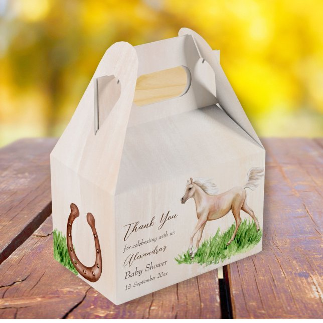 Go baby go running beige horse foal baby shower  favor boxes (Creator Uploaded)