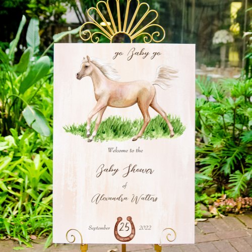 Go baby go running horse foal baby shower  foam board