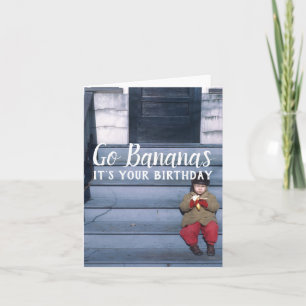 Go Bananas Boy Sitting on Steps Birthday Card