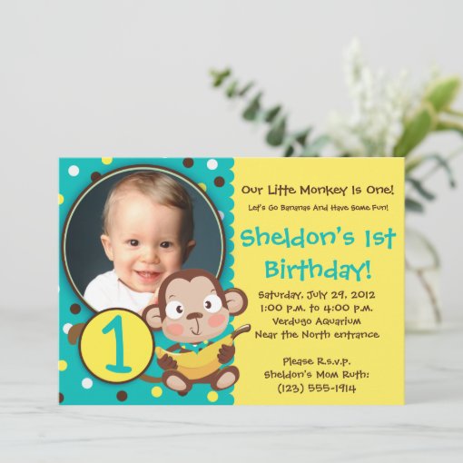 GO BANANAS - Little Monkey Party Invitations - BOY | Zazzle