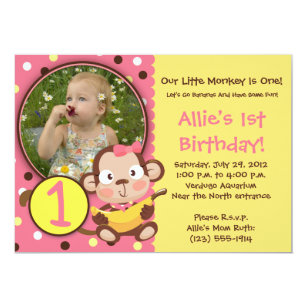 monkey 1st birthday invitations zazzle
