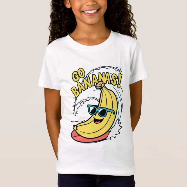 Go Bananas! Surfing Banana Kids' T-Shirt (Front)