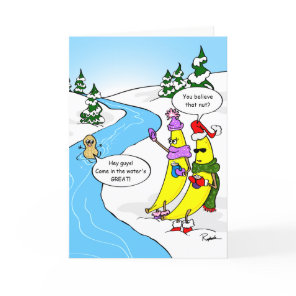 Go Bananas Swimming Nut Funny Christmas Holiday Card