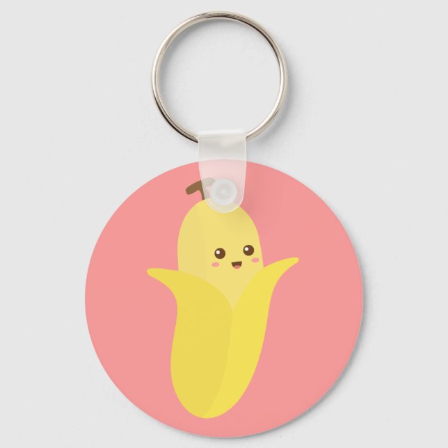Go bananas with Cute and Happy Banana Keychain (Front)