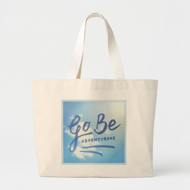 Go Be Adventurous Sky Large Tote Bag (Front)