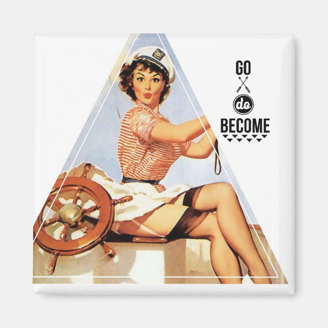 Go Become Vintage Pinup Gal Digital Art Magnet (Front)