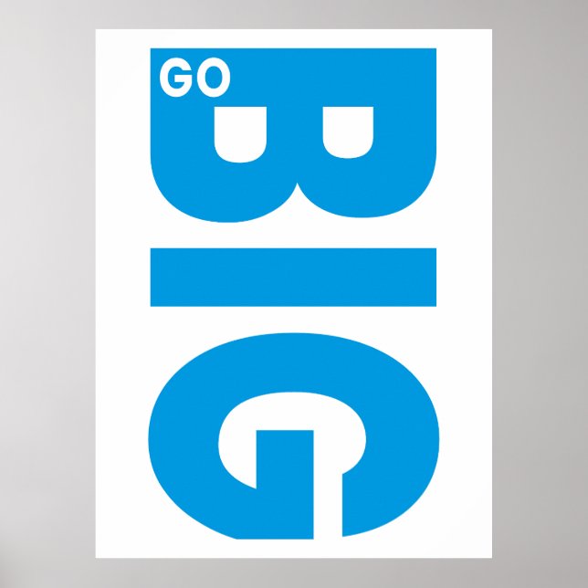 Go Big Motivational Quote Blue Poster (Front)