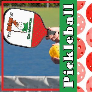 Go Big or Go Gnome, Red and Green Polka Dots Pickleball Paddle