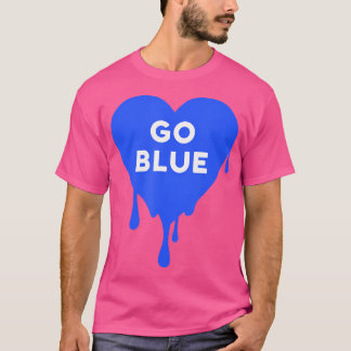 Go Blue - Blue Team Color War Camp Dripping Heart T-Shirt