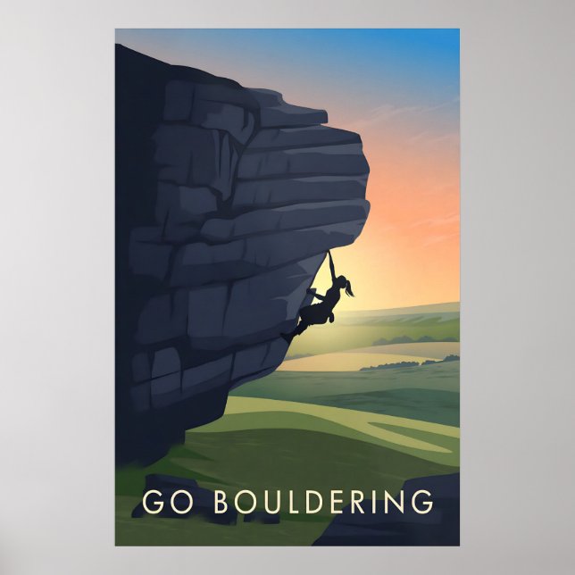 Go Bouldering Travel Poster (Front)